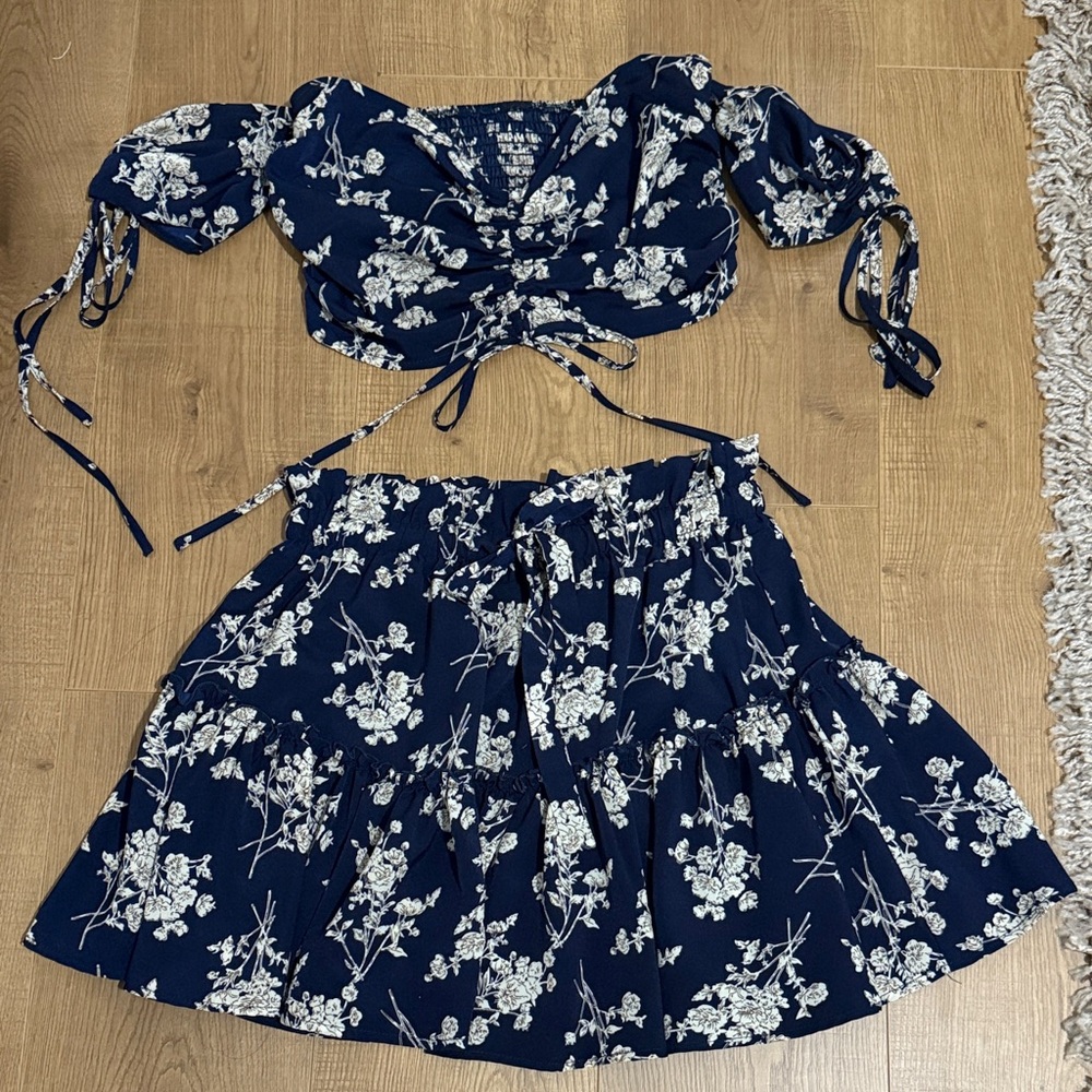 Floral Navy Two-Piece Set